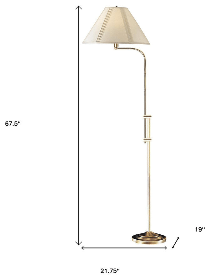 68" Bronze Adjustable Traditional Shaped Floor Lamp With Beige Empire Shade