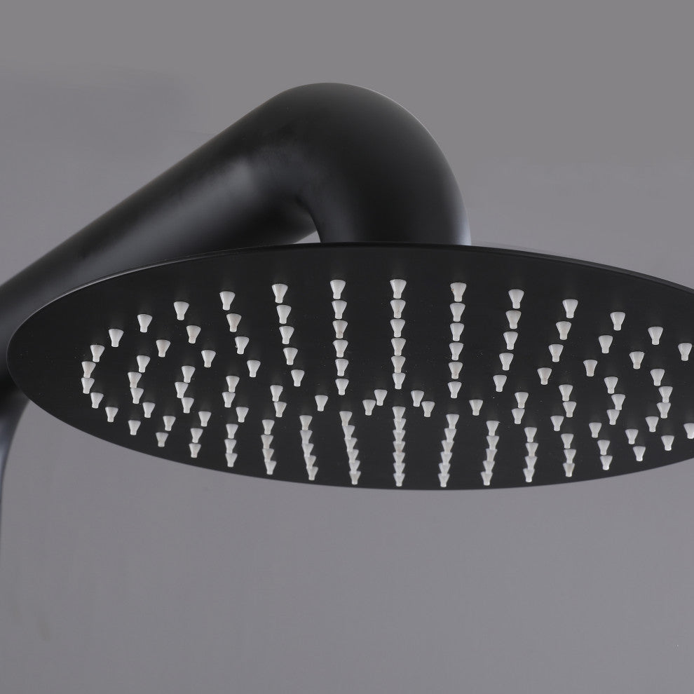 Free Standing Outdoor Shower with Handheld Shower, Matte Black