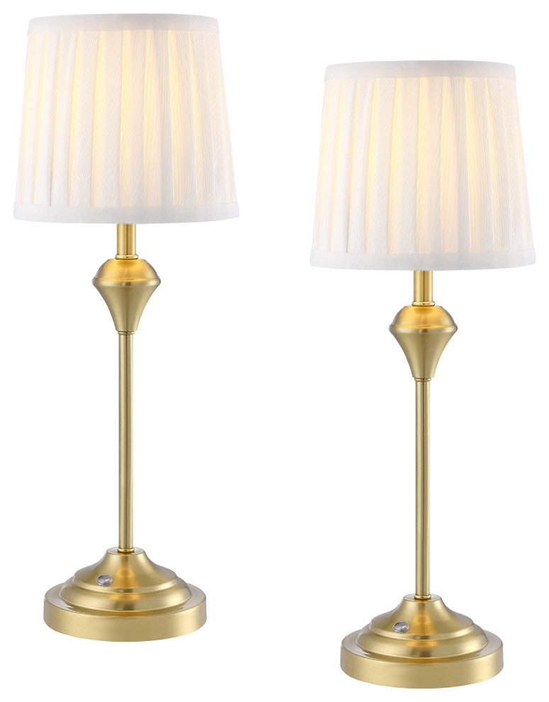 18" Brass Rechargeable Touch Table Lamp Set of 2