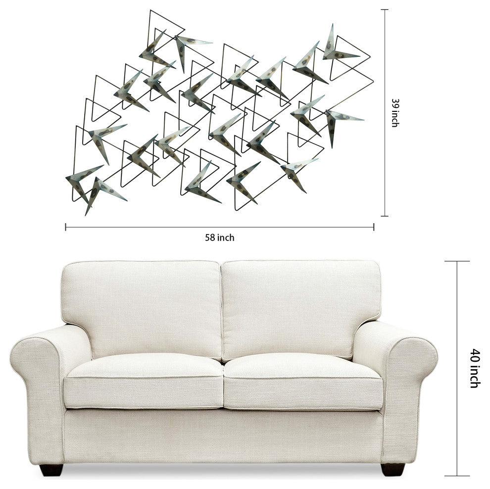 "Arrows" Hand Painted Etched Metal Wall Sculpture