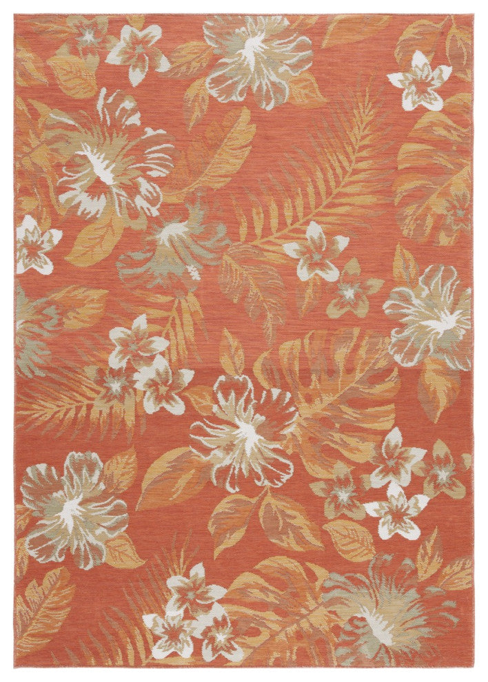 Safavieh Sunrise Collection SUN671 Indoor-Outdoor Rug, Ivory/Rust Sage, 4'x5'7"
