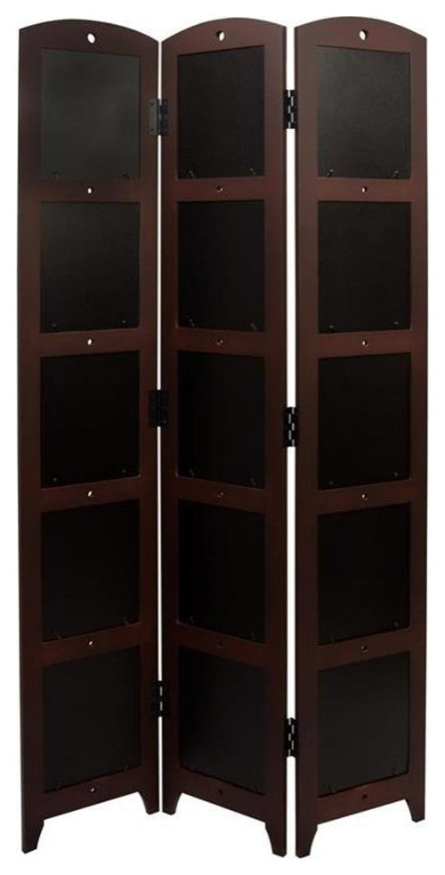 kieragrace KG Traditional  Photo 3-Panel Room Divider Espresso Engineered Wood