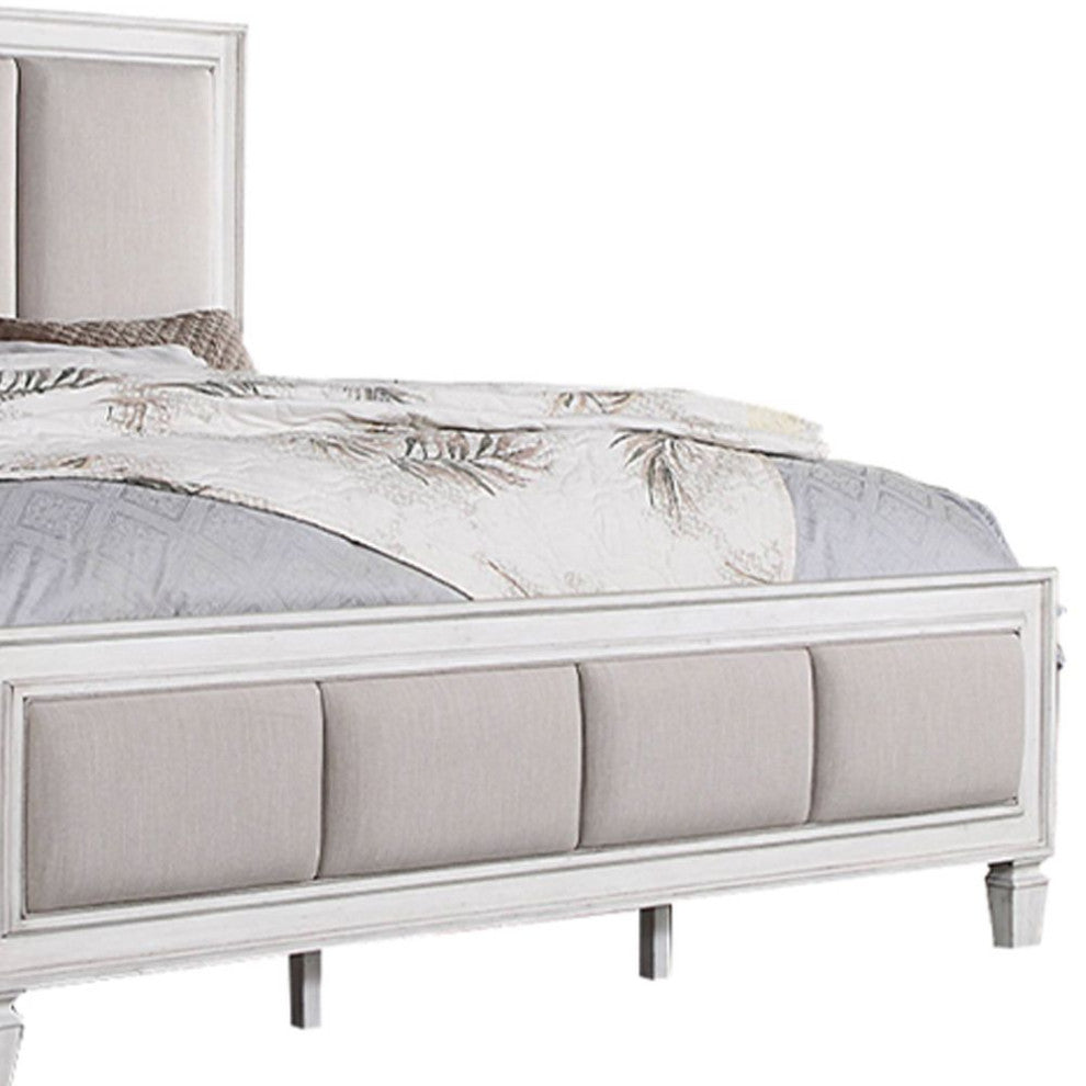 ACME Katia California King Bed, Gray Linen and White Finish
