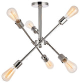 Midcentury Modern Polished Nickel 6-Light <br>Flush Mount