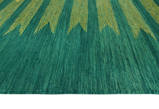 Modern Flatweave Baki Green/Gold Rug, 5'7x7'11