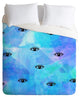 Hello Sayang Eye Blush Blue Duvet Cover, Queen