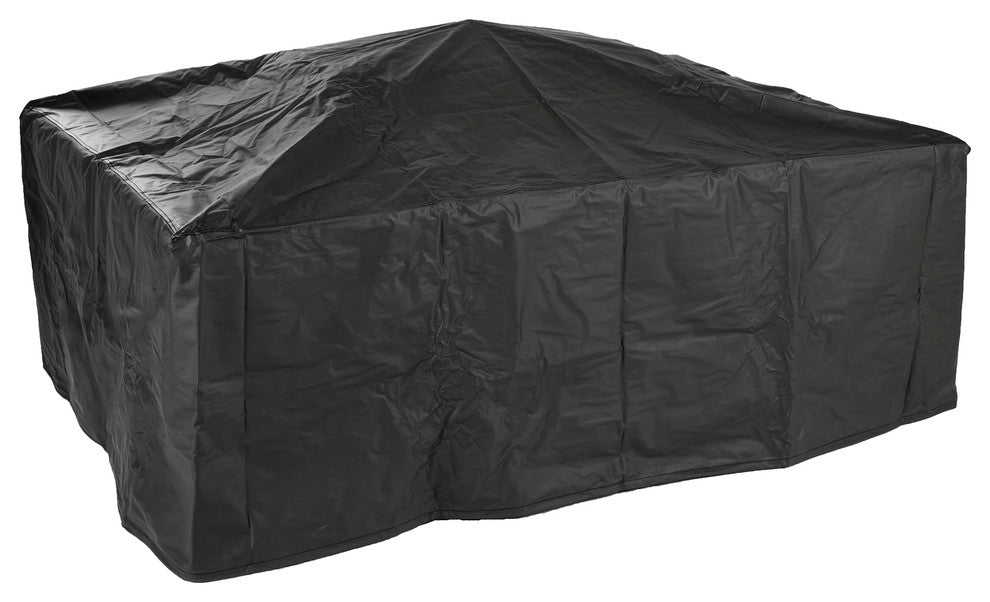 Pure Garden Rectangular Tile Fire Pit With Cover, Black, 37"
