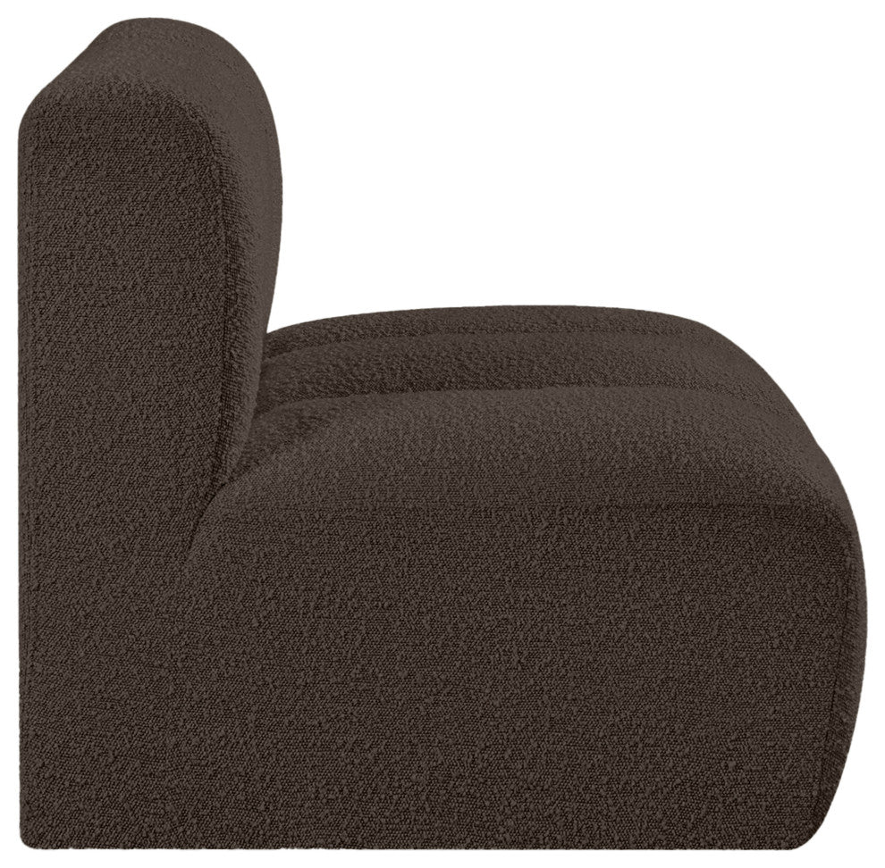 Arc Upholstered Modular Component, Brown, 1-Piece: Straight Chair, Boucle Fabric