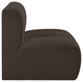 Arc Upholstered Modular Component, Brown, 1-Piece: Straight Chair, Boucle Fabric