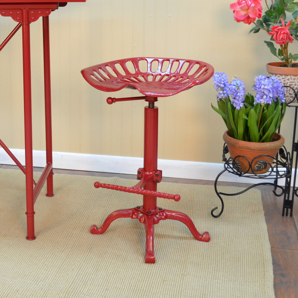 Adjustable Tractor Seat Stool, Red