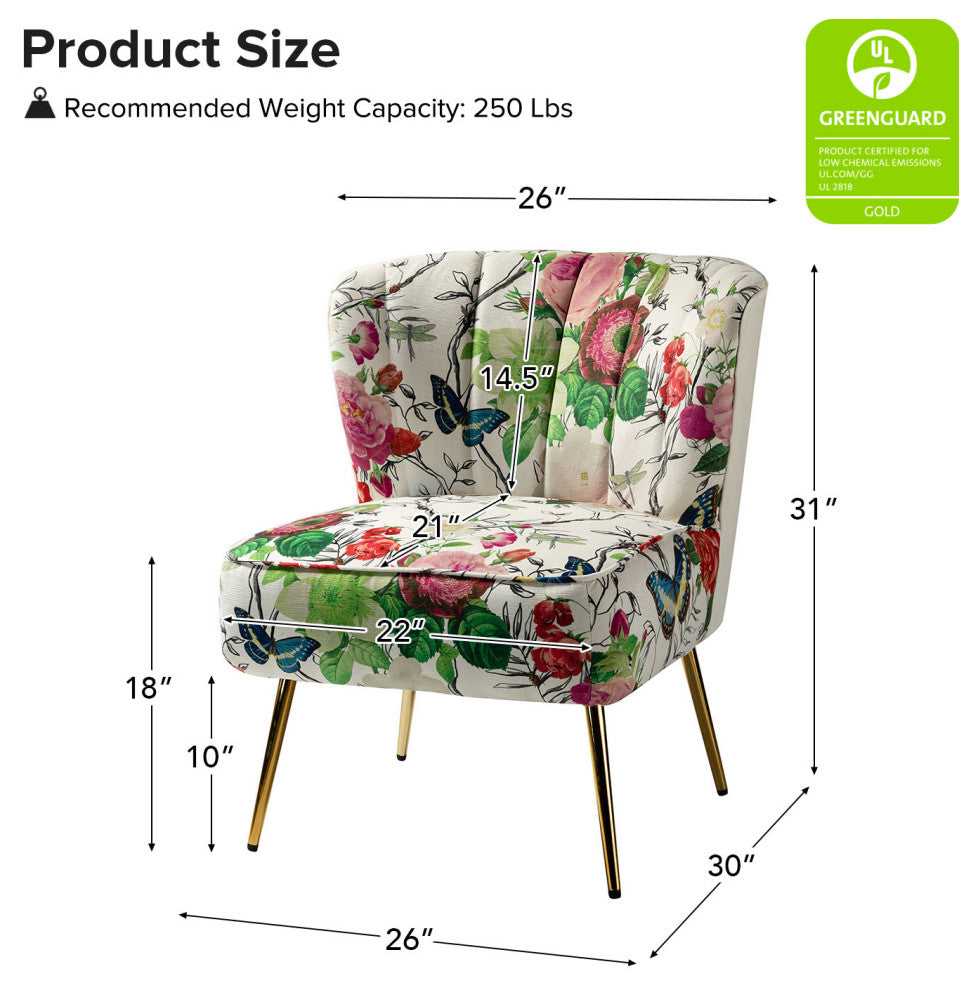 Accent Side Chair With Tufted Back, Ivory