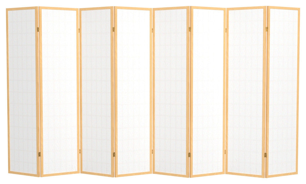 6' Tall Window Pane Shoji Screen, Natural, 8 Panels