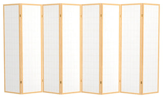 6' Tall Window Pane Shoji Screen, Natural, 8 Panels