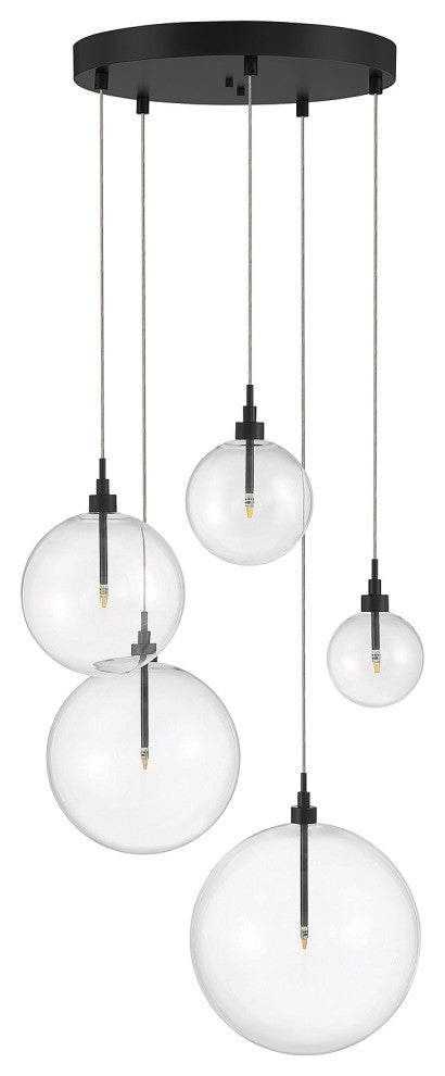 5-Light Pendant in Natural Brass, Oil Rubbed Bronze