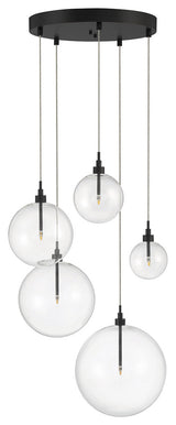 5-Light Pendant in Natural Brass, Oil Rubbed Bronze