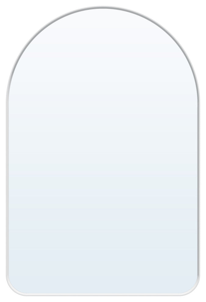 24"x36" Arched Bathroom Wall-mounted Mirror with Aluminum Frame, White