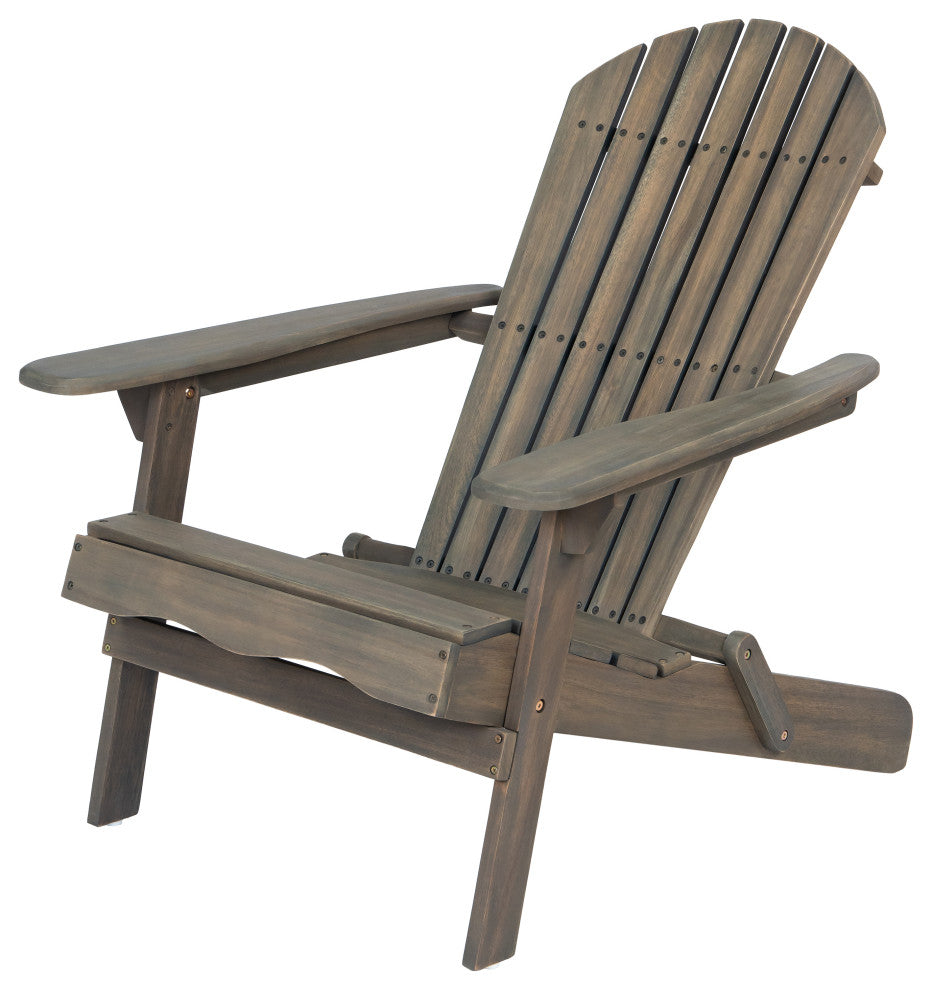GDF Studio 5-Piece David Outdoor Adirondack Chair Set With Fire Pit, Gray