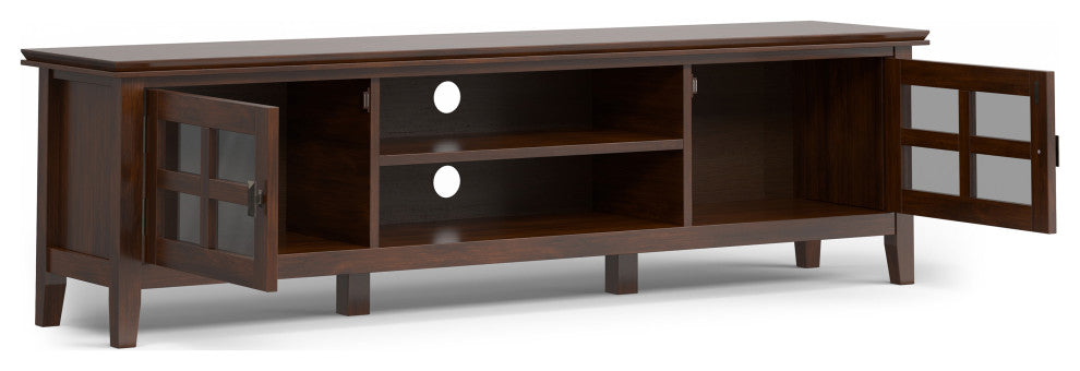 Artisan Solid Wood 72" Low TV Media Stand For TVs up to 80", Russet Brown