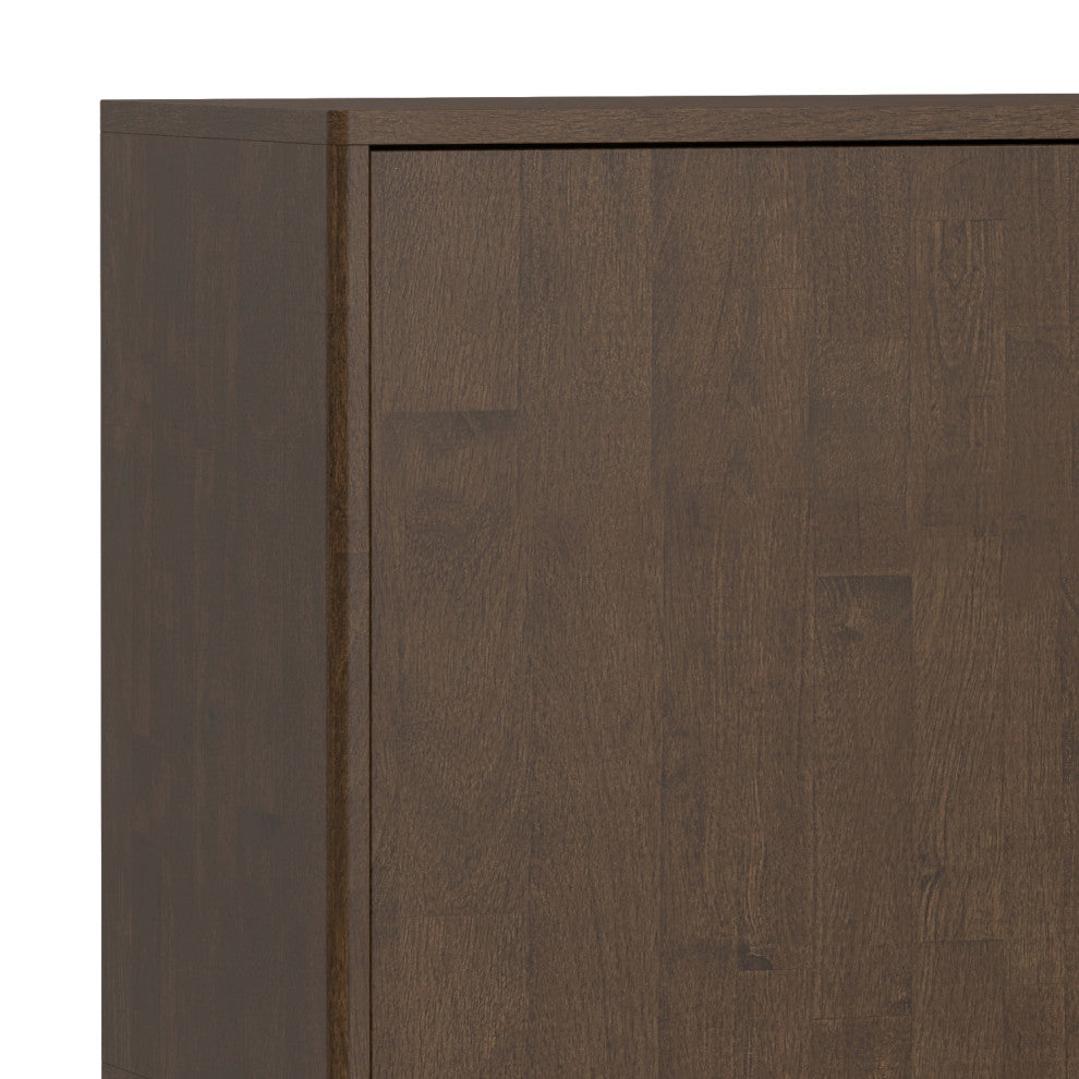 Harper Solid Hardwood 3 Door Sideboard Buffet / Storage Cabinet, Walnut Brown
