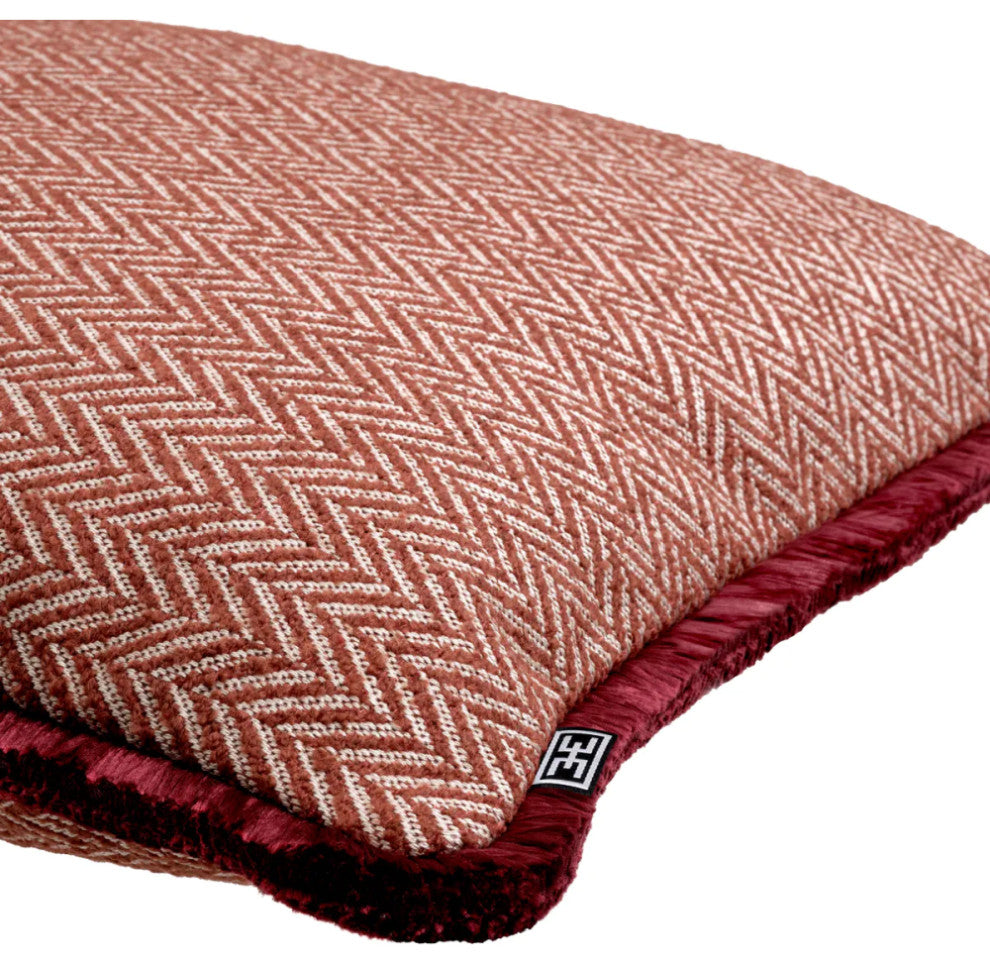 Chevron Pattern Fringed Lumbar Pillow | Eichholtz Kauai, Red