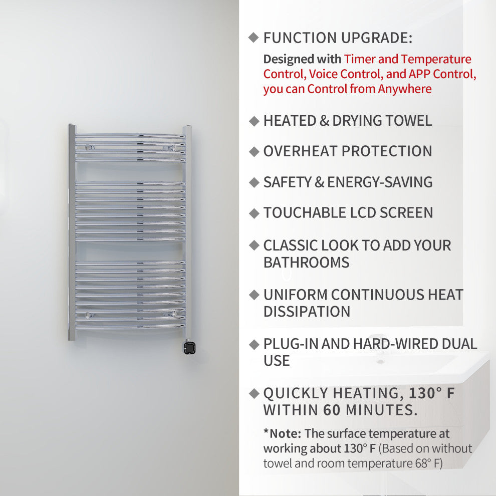 HEATGENE Smart Towel Warmer With Timer and Temperature Control, Chrome