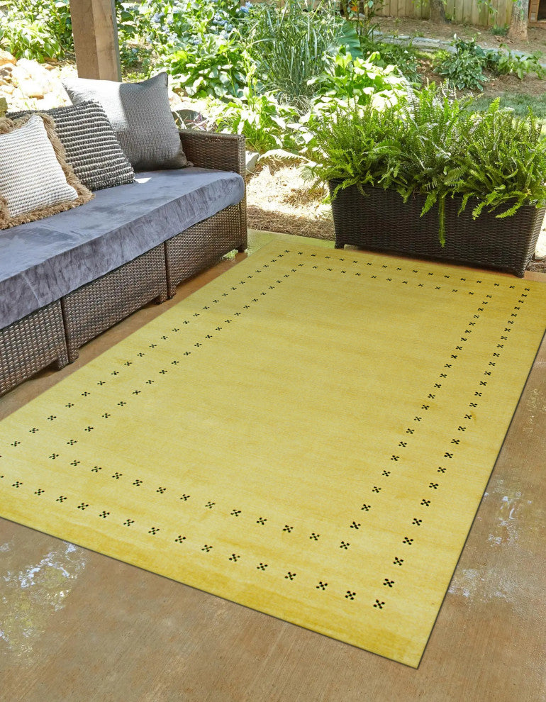 Handmade Wool Yellow Transitional Solid Lori Baft Rug, 10' X 14'