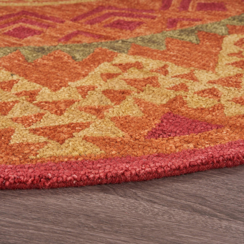 6" Round Orange Decorative Area Rug