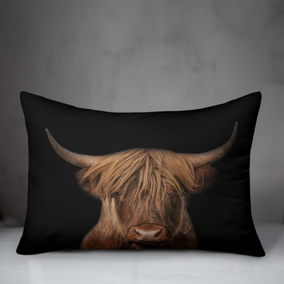 Moody Highland Cow 14"x20" Spun Poly Pillow
