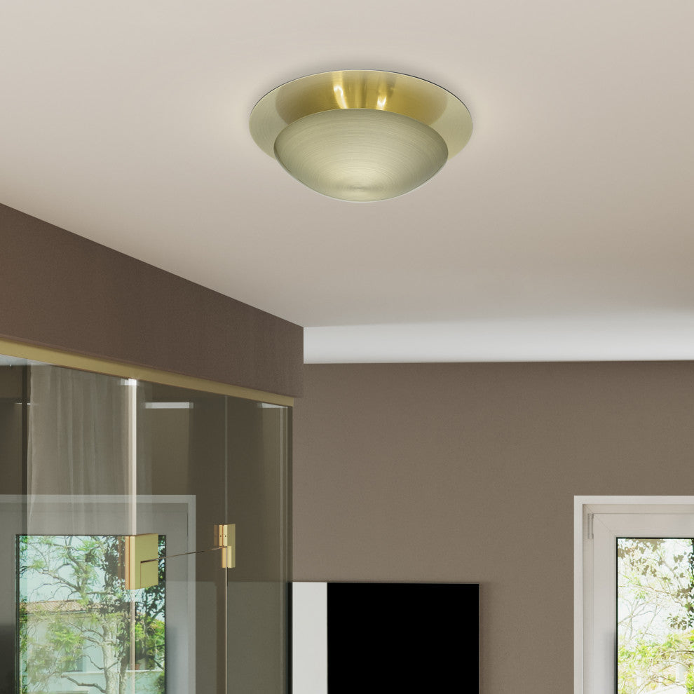 Livex Lighting Ventura 2-Light Antique Brass Medium Semi-Flush/Wall Sconce