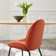 Scoop Black Powder Coated Steel Leg Velvet Dining Chairs Set of 2, Orange