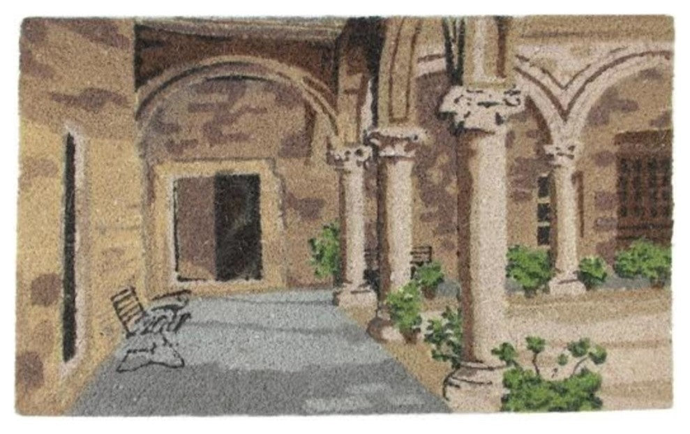 Brown Green and Black Coir Outdoor Rectangular Door Mat, 29.5"x17.75"