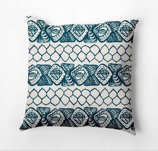 Honeycomb Stripes Outdoor Pillow, Blue, 18"x18"