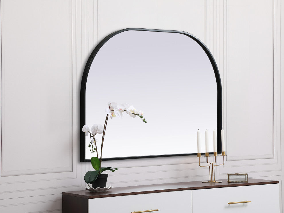 Metal Frame Arch Mirror 36X24 Inch, Black
