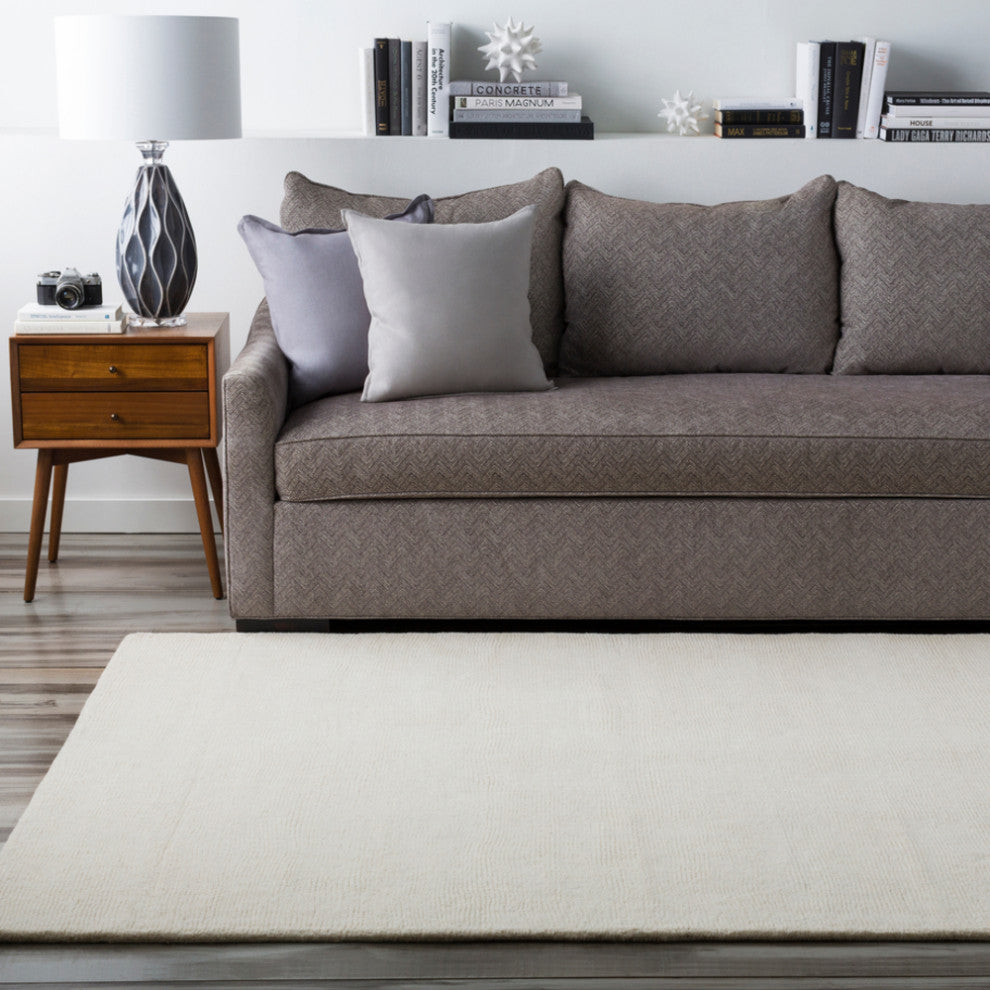 Surya Mystique M-211 Solid & Border Area Rug, Cream, 3' x 12' Runner