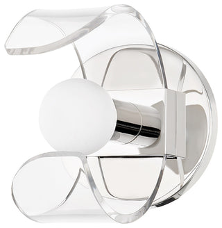 Ora 1-Light Bath Bracket, Polished Nickel, Clear Acrylic, Opal Glass