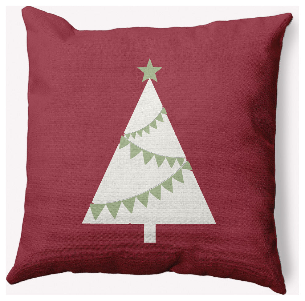 Garland Tree Decorative Throw Pillow, Brick Red, 26"x26"
