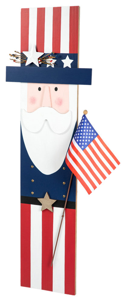 36"H Patriotic Wooden Uncle Sam Porch Decor