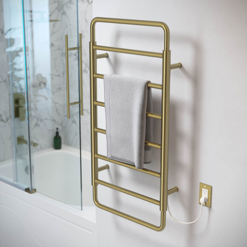 Ivy 8-Bar Electric Towel Warmer, Brushed Gold