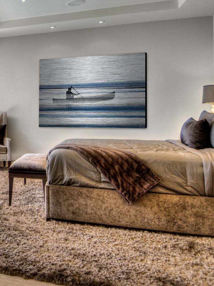 "Blue Lake Canoe" Print on Brushed Aluminum, 36"x24"