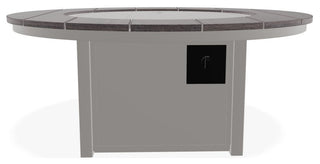 54" Round Marine Grade Fire Table with Propane Shelf, Warm Gray/Boardwalk