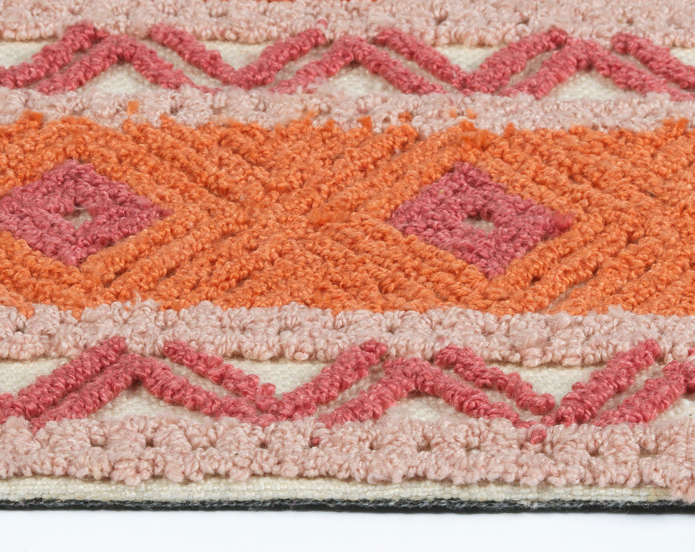 Kaleen Indoor-Outdoor Midcentury Modern Ayrlies Garden Rug, Orange, 9''x12''
