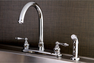 8" Centerset Kitchen Faucet, Sprayer, Polished Chrome