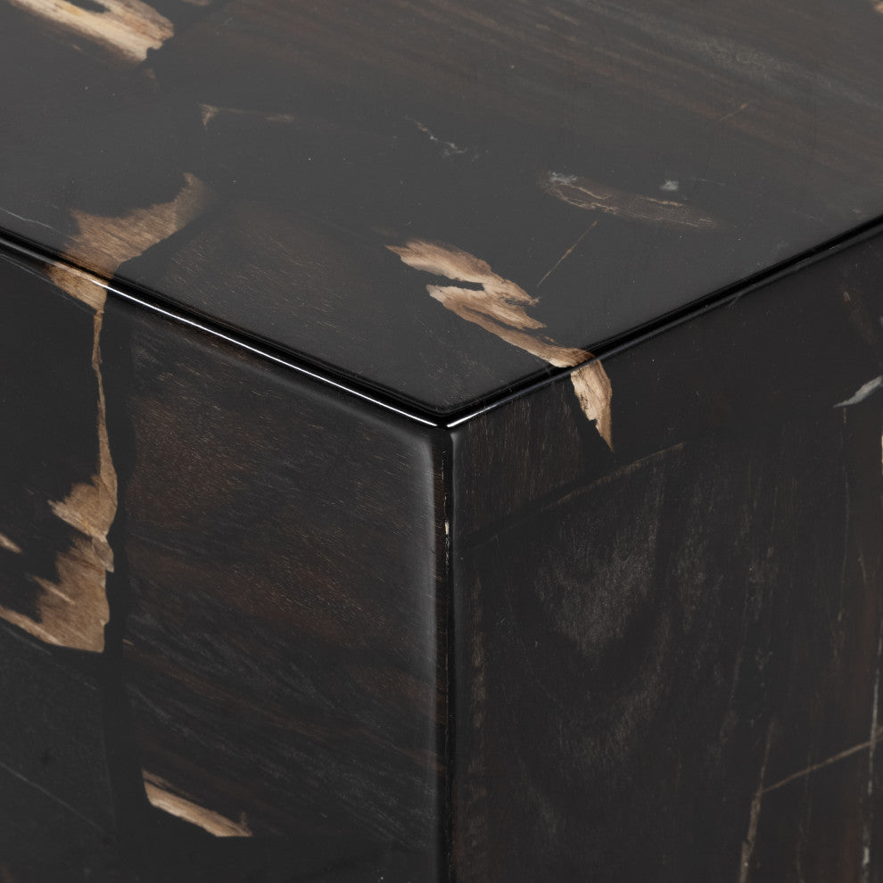Shep End Table, Polished Petrified Wood