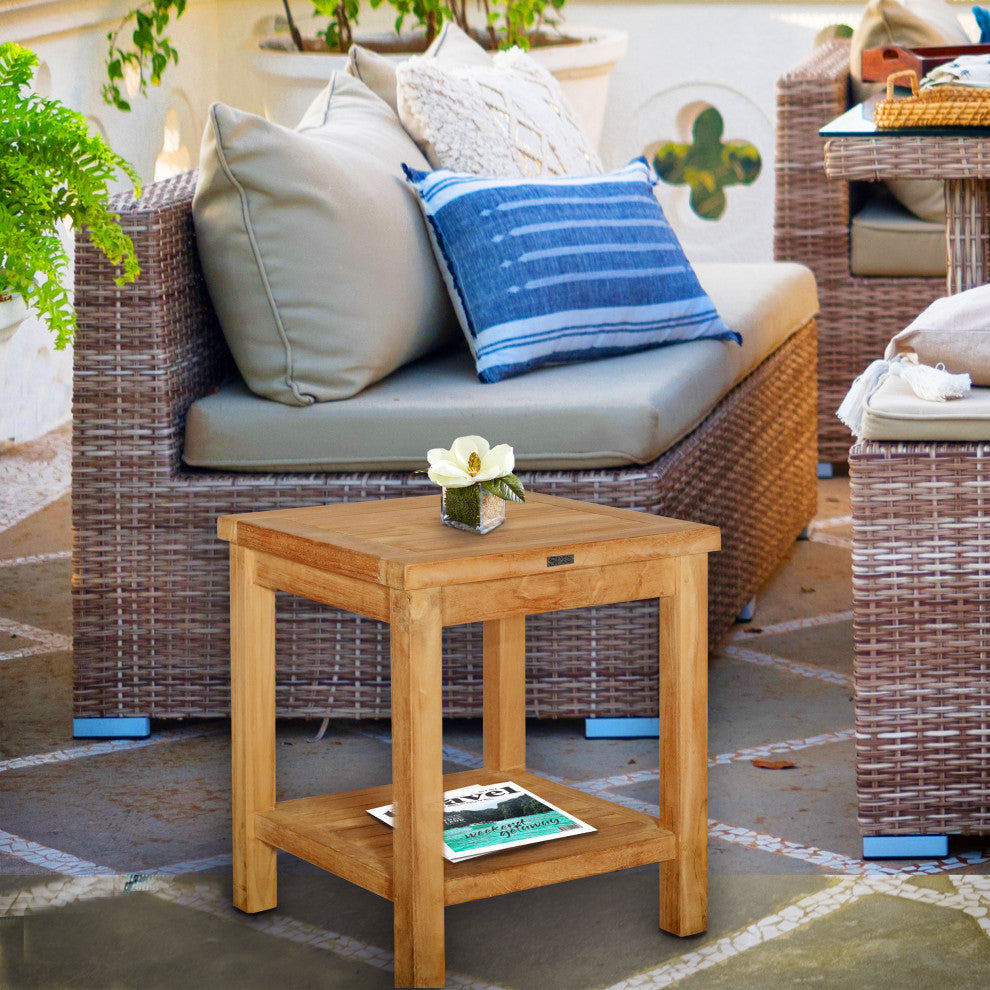 Seven Seas Teak End Table With Shelf