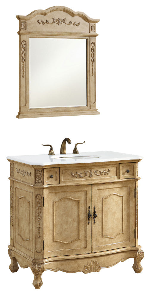 Bathroom Vanity, Antique Beige, 36", Single Sink