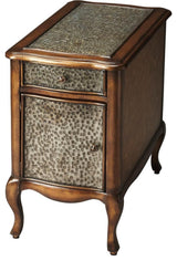 Hammered Nickel Finish Side Table, 24-Inch