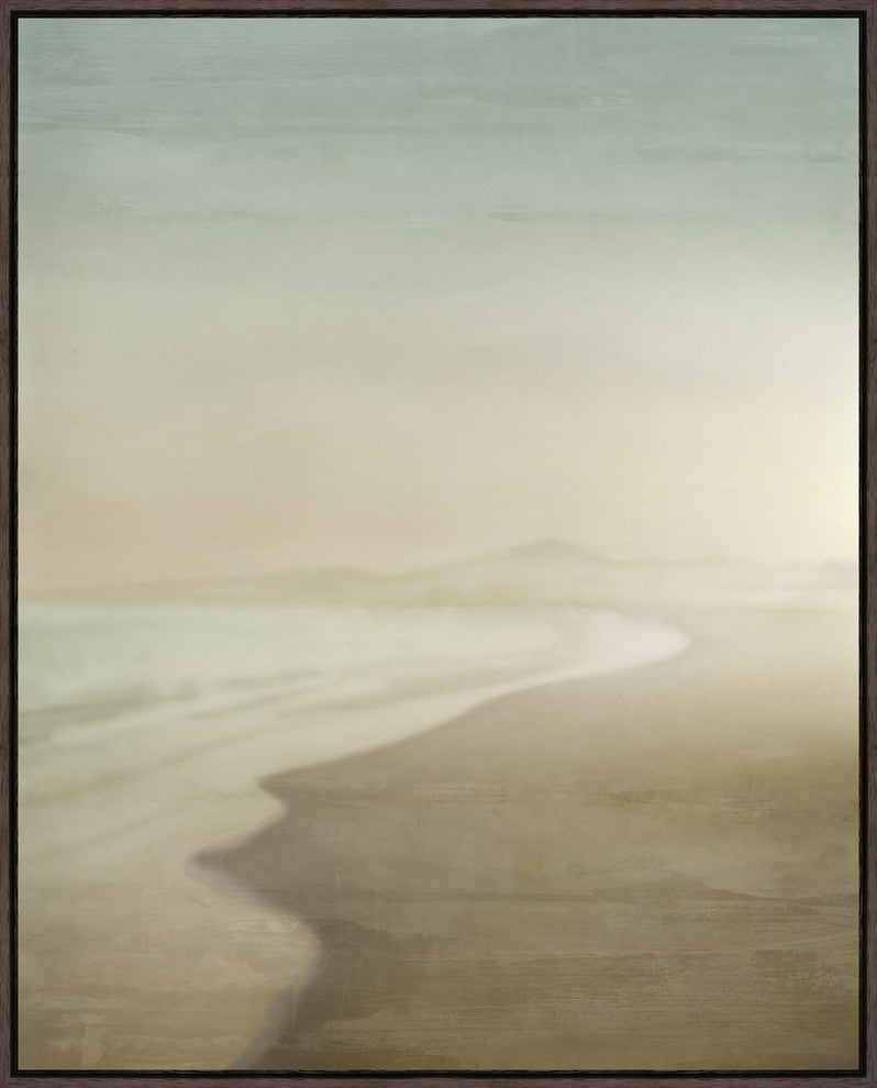 Misty Shore, 31.25"x39.25", Espresso Natural Wood Gallery Floater