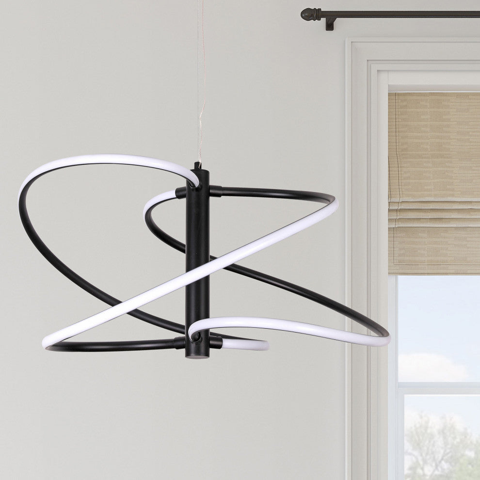 Romy Contemporary 1 Light Matte Black White Metal Pendant