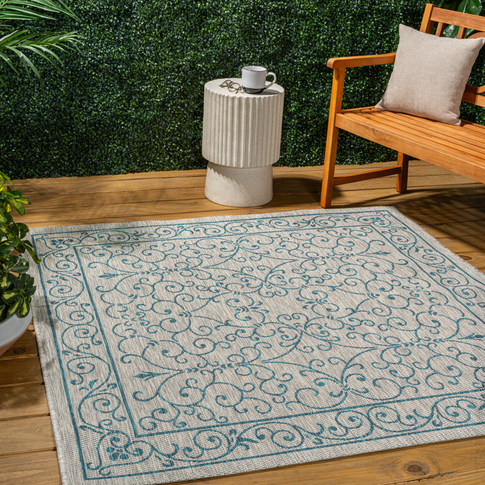 Charleston Vintage Filigree Textured Weave Indoor/Outdoor Area Rug
