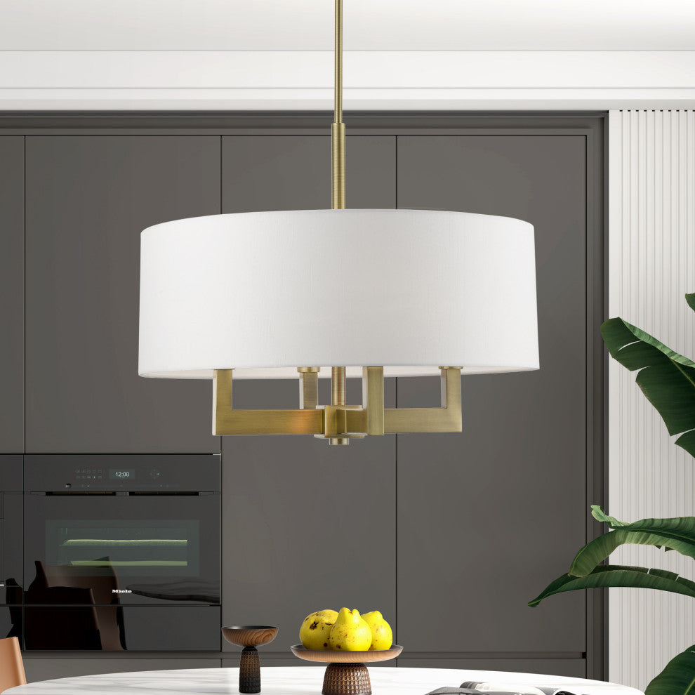 Cresthaven 4 Light Antique Brass Pendant Chandelier